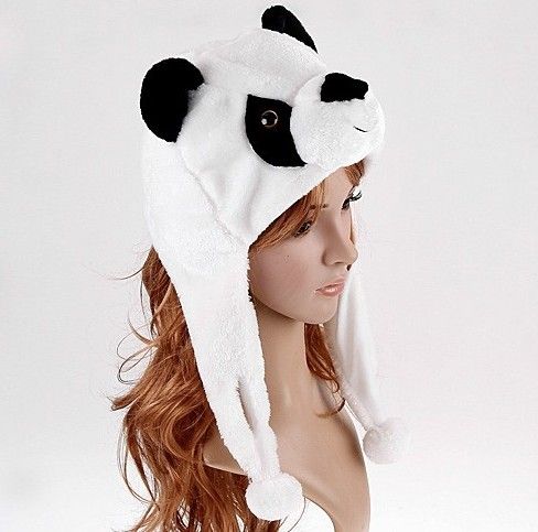 Вечерняя шапка, зимняя пушистая плюшевая шапка с рисунком животного панды, милая шапка, мягкая шапочка-ушанка, рождественский подарок 1490102