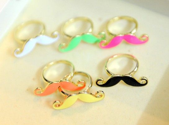 100st * Hot Sale Färgglada Mustasch Finger Ring Billiga Smycken Lovely Beard