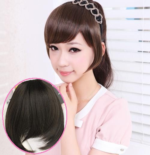 Shop Hair Pieces Online, New Clip In On Side Swept Bangs Hair Extensions Hairpiece Long Fringes
