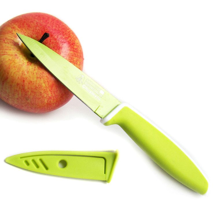 21CM Fruit Paring Knife Stainless Steel Sharp In Silicone Coated