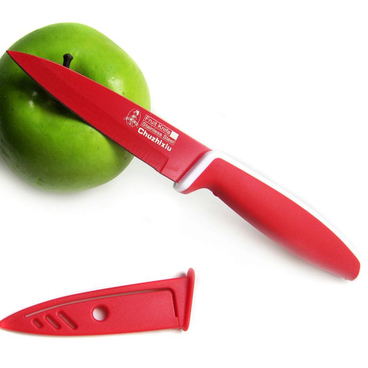 21CM Fruit Paring Knife Stainless Steel Sharp In Silicone Coated