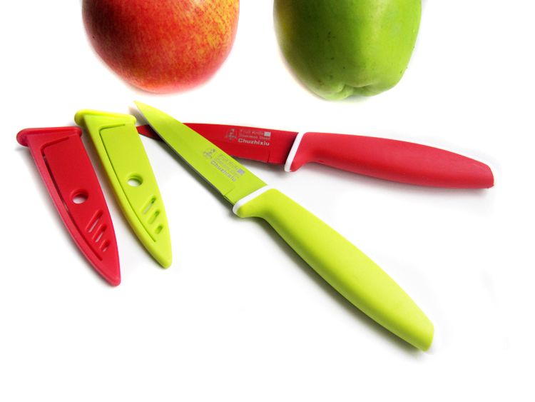 21CM Fruit Paring Knife Stainless Steel Sharp In Silicone Coated