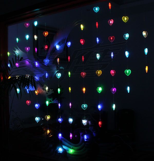 78 LED lights 2m*1.6m Heart shape Curtain Light,Christmas ornament Fairy wedding lights,Icicle light strip Shop window Waterproof