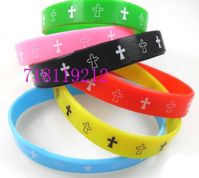 JESUS ​​WRISTBANDS COR MISTURA PULSEIRA SILICONE CRUZES ATACADO JÓIAS LOTES