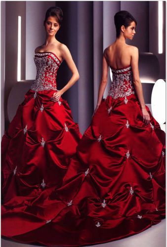 crimson wedding dress