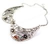 Flower Collar Choker Necklace Bohemian Retro Rhinestone Hollow Out Bronze Silver Metal Necklace