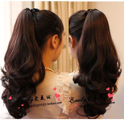 Ribbon Hair Pieces Ponytail Kanekalon Fiber Curly Hair Extensions Heat