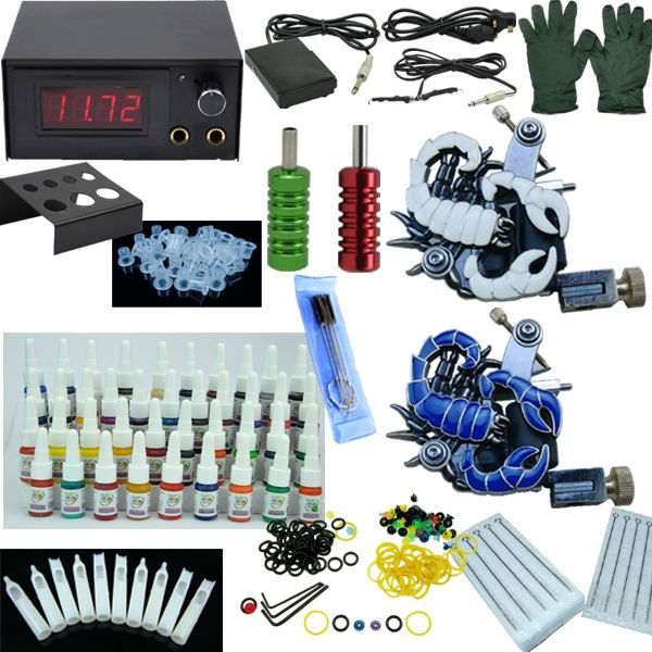 Complete Beginner Tattoo Kit Set tattoo Kit 2 Machines Guns 40colors inks LCD Tattoo Power Complete Beginner Tattoo Kit Set tattoo Kit 2 Machines Guns 40colors inks LCD Tattoo Power