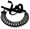 shinny crystal choker bib netclace cocktail silk ribbon chain new 3 colour