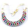 Shinny Crystal Choker Bib Necklace Cocktail Silk Ribbon Chain New 3 Colors black white colorful