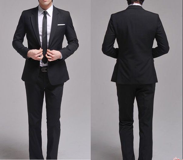Mens Suits Jacket+Pants Slim Korea Wedding Dresses Groom Suits Mens ...