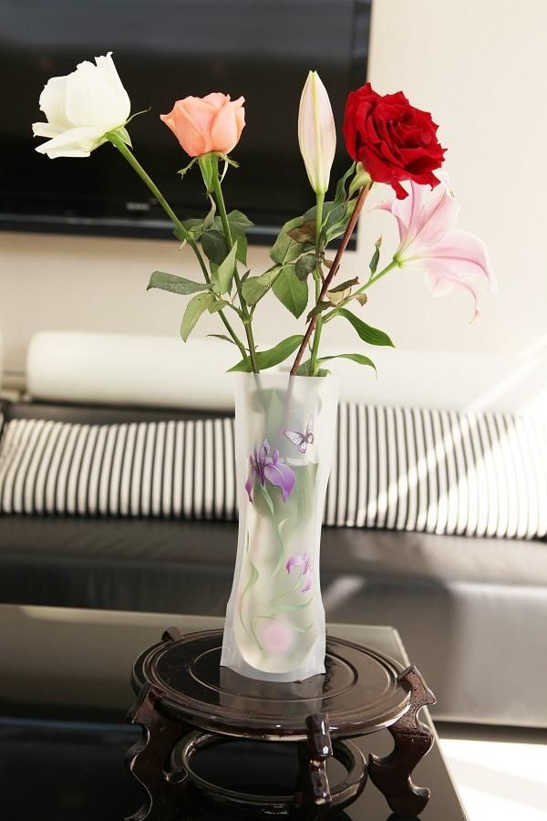 EMS Free PVC Folding Flower Vase PVC Vase Foldable Plastic Vase