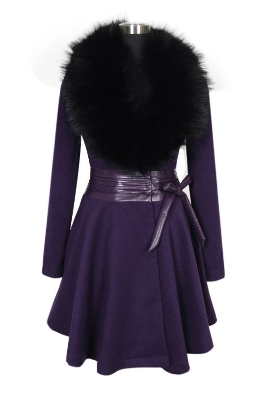 Womens Coats Ladies Fur Collar Long Wool Coats Casual Overcoat