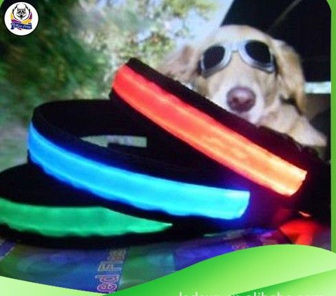 最新のペット犬安全首輪 LED ライトアップ点滅暗闇で光るネックレス首輪無料