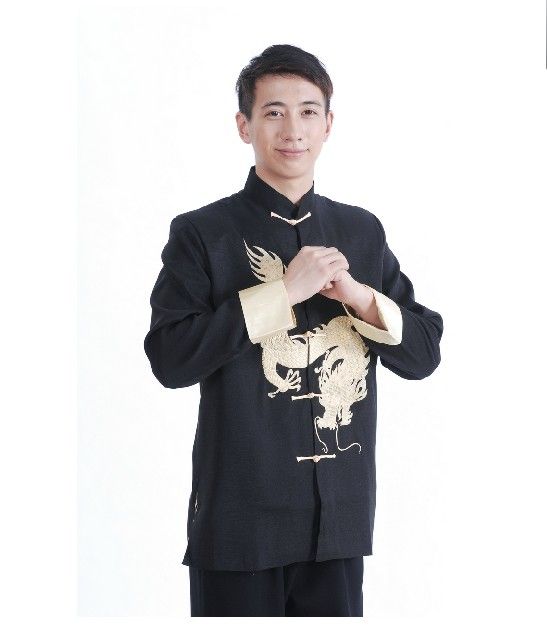 Chinese Mens Costume Tang Suit Embroidered Dragon Mens Shirt Kung Fu Long Sleeved Jacket From Ju