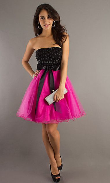 black and fuschia dress
