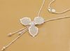 Free Shipping with tracking number Best Most Hot sell Women's Delicate Gift Jewelry 925 Silver 3 leaf flower tassels Necklace