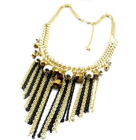 New Style Multilayer Gold Plated Crystal Ball Tassel Necklace mix color women's jewelry