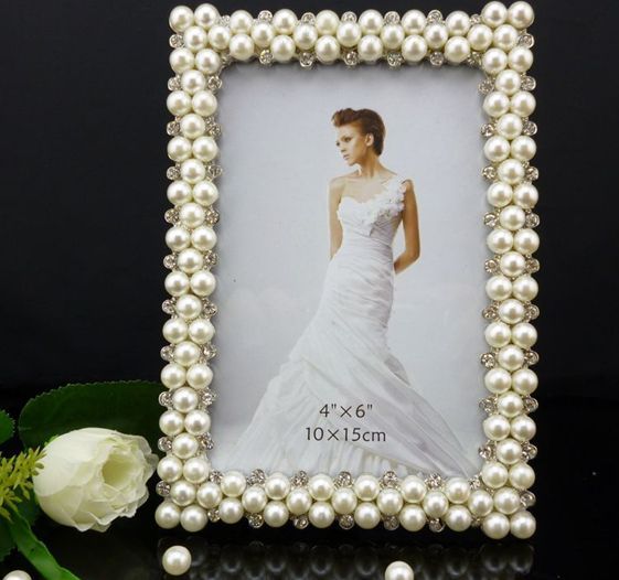 Metal Frames 6rectangularshape Pearl Diamond Inlaid Metal Alloy Photo