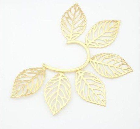 2012 New!! Vintage Punk Hollow leaves unilateral Ear Hang Cuff Earring Stylish earrings Gold 15pcs