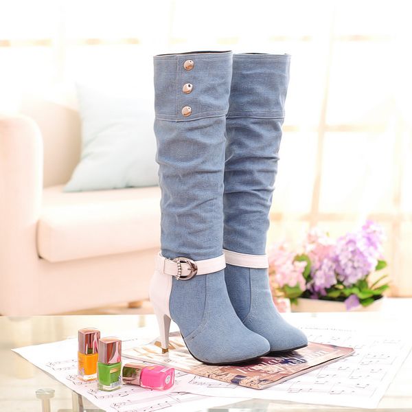 denim boots for girls cheap online