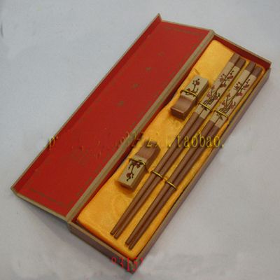 Engraved Unique Chopsticks Gifts Boxes Set High End Chinese Wooden 2 Sets /pack (1set=2pair) Free