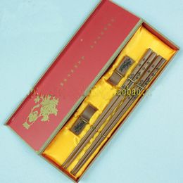 Engraved Unique Chopsticks Gifts Boxes Set High End Chinese Wooden 2 Sets /pack (1set=2pair) Free
