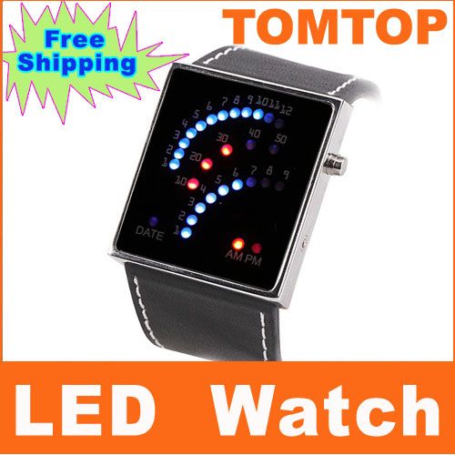Cheap LED Light Digital Watch 29 LED Red Blue Date Lady Women Men Unisex WristWatch 29 Super