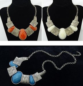 Bib Necklace European Style lyxig mode Simple Stripe Polygonal Gem Choker 6Colors