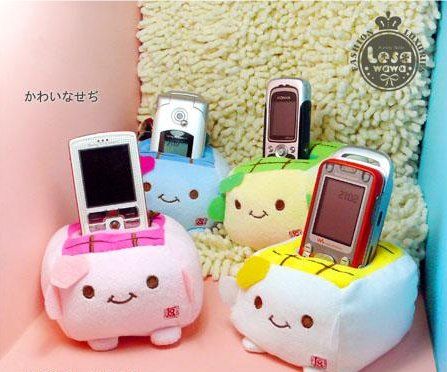 2021 Plush Cartoon Cell Phone Holder Cute Tofu Shape Home/Office/Car