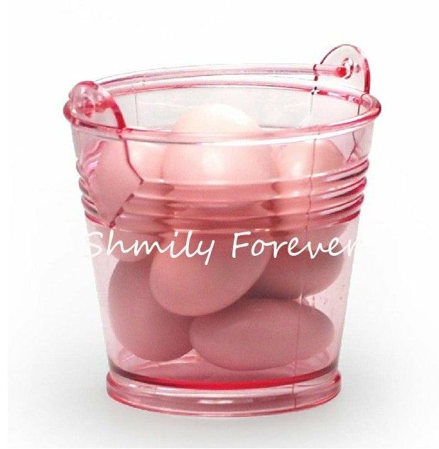 Pink Plastic Pail Party Favor Box Wedding Bridal Gift Candy Boxes From