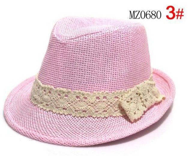 Baby Straw Fedora Hats Solid Color Kids Summer Caps Cowboy Boys Hats