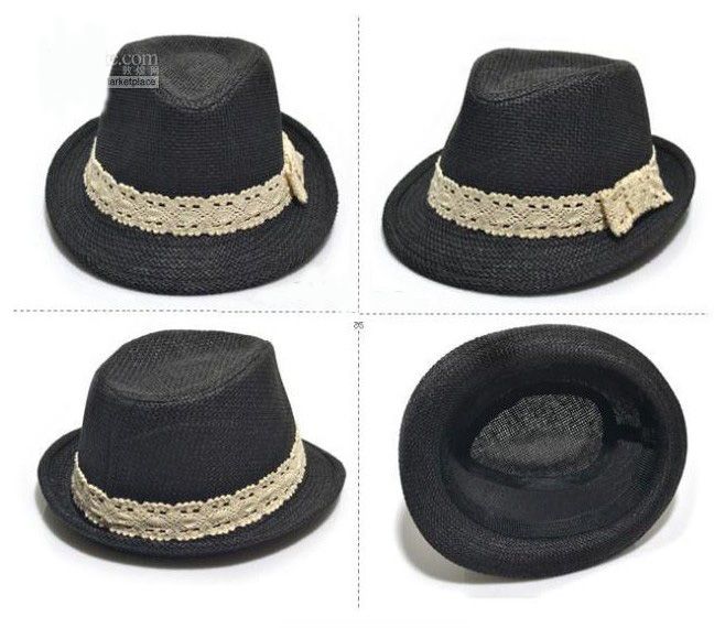 Baby Straw Fedora Hats Solid Color Kids Summer Caps Cowboy Boys Hats