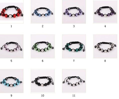 Lowest price retail 11 color Freedom choice disco ball pave beads crystal bracelets jewelry Hand woven friendship bracelets