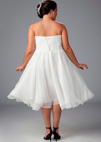 Custom White Plus Size Dresses With Black Bow Strapless Ruffled Chiffon ...