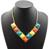 Ny modeguldton Chunky Gem Stone Pyramid Stud Choker Bib Necklace 4Colors