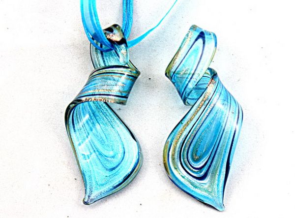 Thread Art murano glass pendant beaded necklace Fashion Italian venetian Lampwork glass jewelry