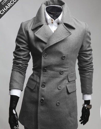 Peacoat Solid Color Turn Down Collar Slim Fit Warmer Mens Coats Stylish ...