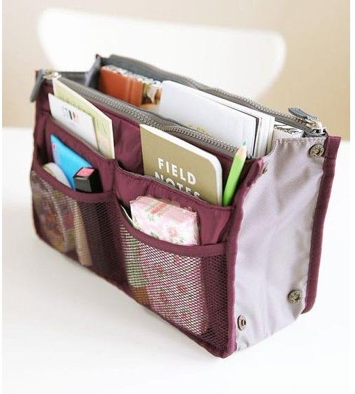 10 pezzi Borsa da viaggio da donna Inserto borsa Organizer Borsa grande fodera Organizer Tidy Bag Pouch rosa