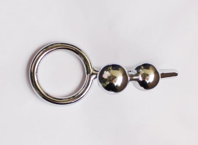 Neueste männliche Edelstahl -Analhaken mit zwei Perlenanus Butt Plug Hahn Penis Ring Keuschheitsgeräte Erwachsener BDSM Sex Toy Product249g