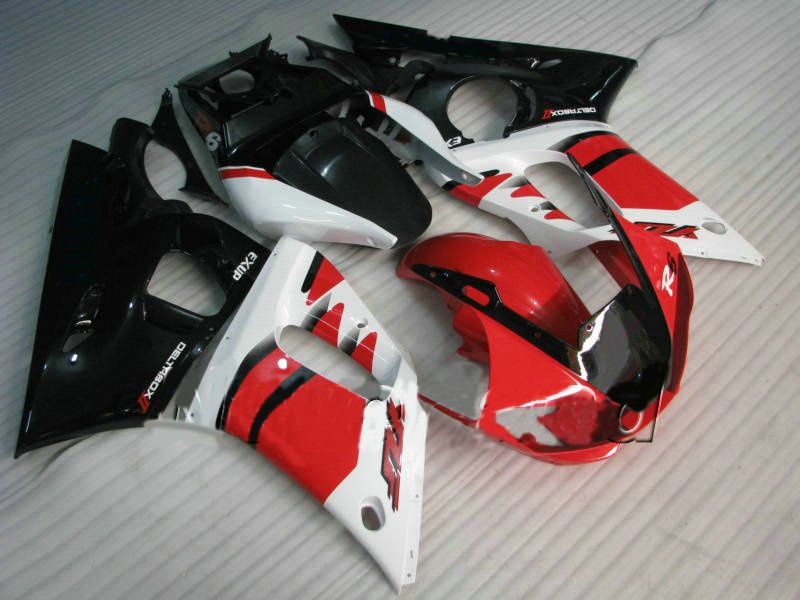 Röd vit formsprutad fairing för Yamaha YZF R6 Fairings Kit 1998 1999 2000 2001 2002 YZF-R6 98 99 00 01 02