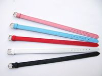 Hoge kwaliteit ! Groothandel 100 stks 8 * 210mm lederen polsband armband geschikt voor 8 mm schuifbrieven en charmes