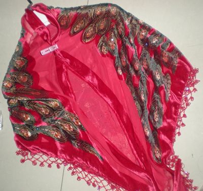 

Triangle Beaded Peacock Velvet silk feeling Nylon rayon Burn Out Duster Opera Coat Shawl Scarf Wrap 7pcs/lot #2181