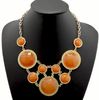 Golden Choker Bib Statement Collier Nouvelles facettes de résine de mode Round Crystal Gems Charmes