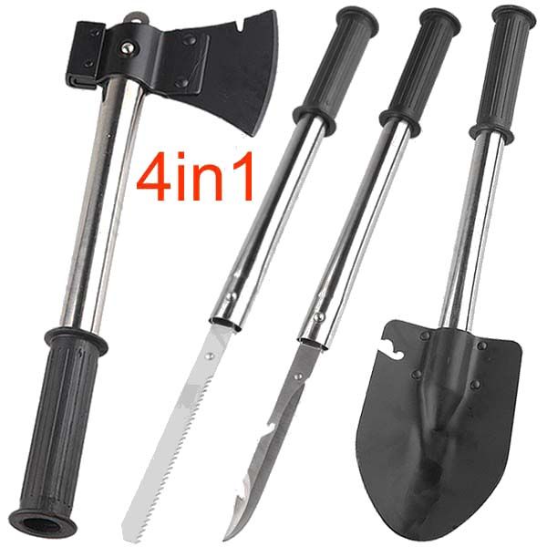 Military Type Steel Survival Shovel+Axe+Saw+Knife Combined Camp Tool