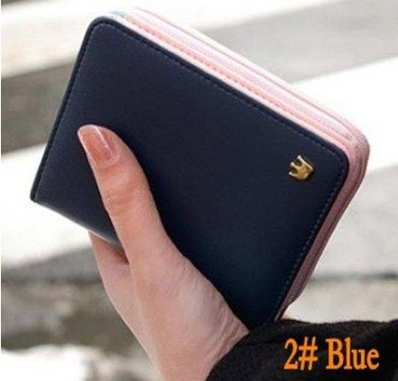 

Korea style Pu leather Money Clips /Crown Wallet fashion small bag FreeShipping, Blue