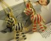 Moda Gold Bated Rhinestone Hollow Out 3D Zebra Gym Horse Horse Chain Long Chain Black Red