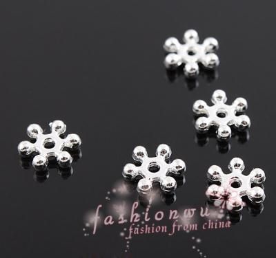 Perle d'espacement flocon de neige plaquée argent, perles de 8mm, 1000 pièces, composants de résultats de bijoux, sell7376913