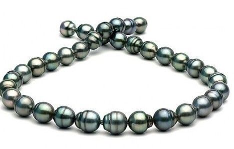 

pearl jewelry 11-12mm tahitian black green PEARLS NECKLACE 20''14K YG