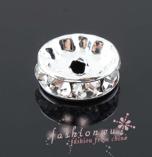 Silver Plated Rhinestone Crystal Round Beads Spacers Beads 10mm 8mm 12mm Loose Beads Crystal285j